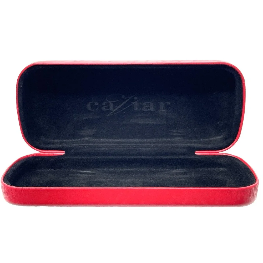 Caviar Faux Leather Eyeglasses Red Clamshell Hard Case Only No Glasses‎